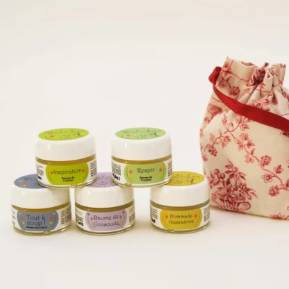 Trousse assortiment de 5 baumes bien-être à base de plantes, par Yuluka